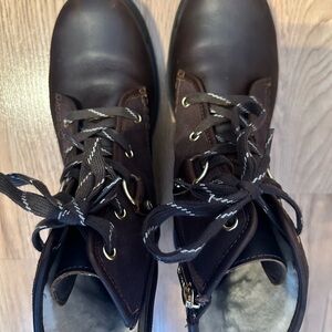 UGG Women’s Dark Brown Lace-Up Leather Boots